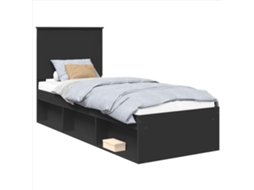 Estrutura da Cama Preto 75x190 cm Madeira de Pinheiro Sólida MAISON EXCLUSIVE