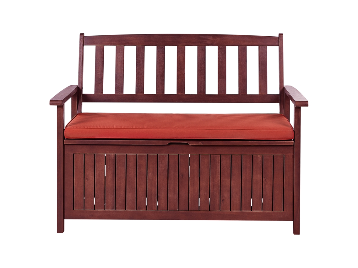 Banco De Jardim Com Almofada Beliani Sovana De Madeira De Acácia Vermelho 120x60x91