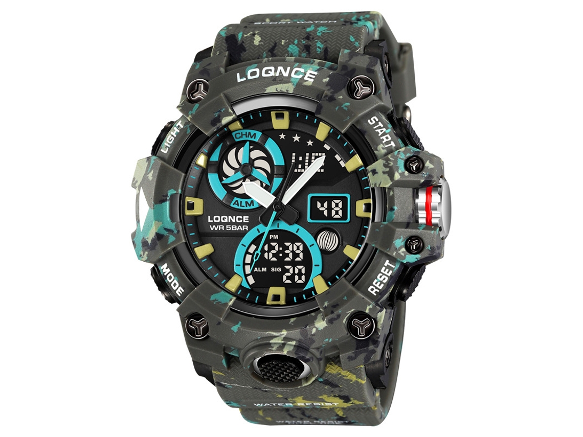 Relógio Masculino Cronógrafo Esportivo Multifuncional Luminoso e Resistente À Água com Estampa Camuflada Moderna MDUG (camuflado Cinza)