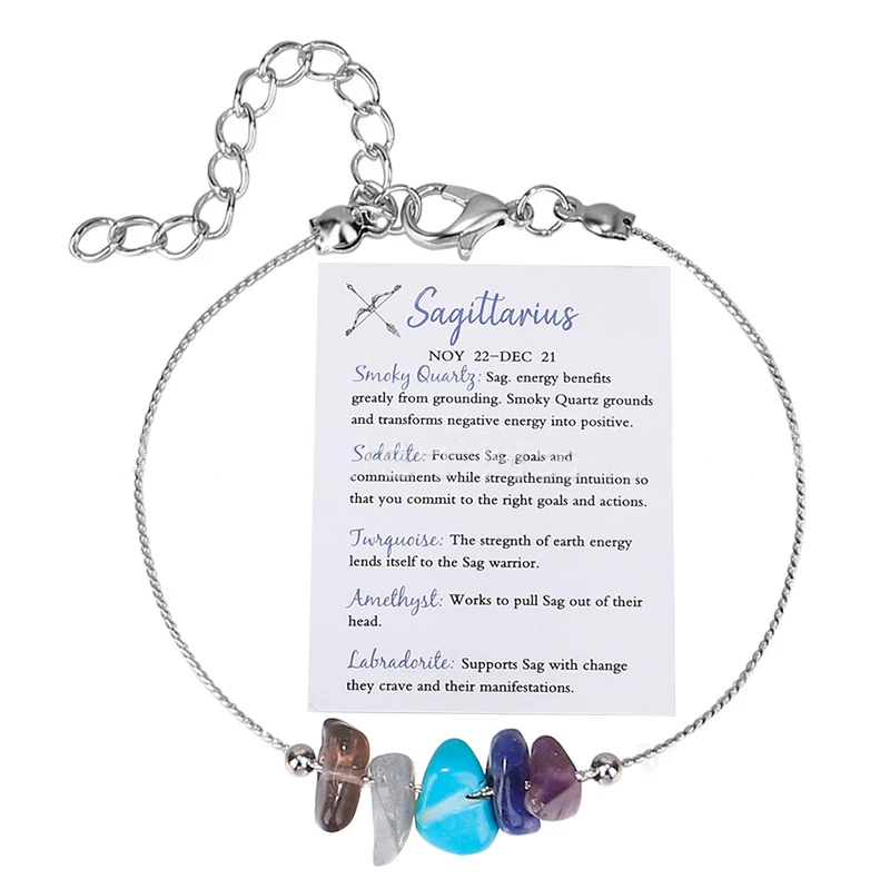 Pulseira Com Os 12 Signos Do Zodíaco (sagitário), Pulseira Feminina Com Cristais Naturais.