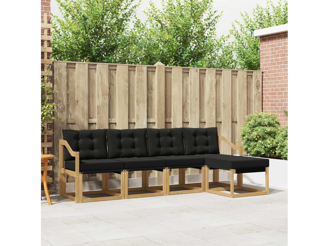 Vidaxl Conjunto De Sofás Para Exterior 5 Unid. Branco E Preto