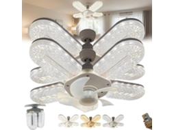 Ventilador De Teto Decorativo Com 5 Pás E Efeito Cristal, 30 Cm (12