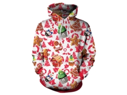 Laxiscreed Sweatshirt De Natal Com Capuz Estampada, Manga Longa, Cor Branca, Tamanho 2xl