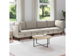 Vidaxl Conjunto De Móveis Para Sala De Estar 4 Pcs Avelã Tecido