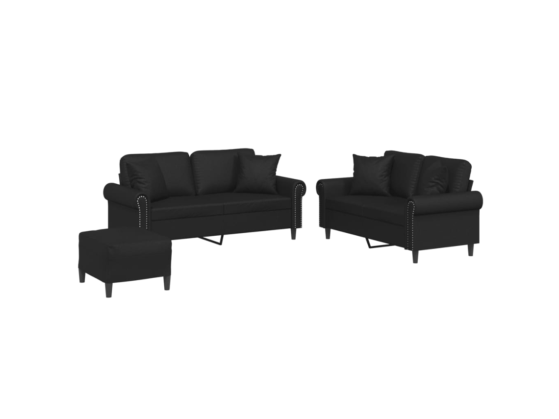 Sofa Set, Sofa Sets Vidaxl Preto Couro Artificial (n/a)