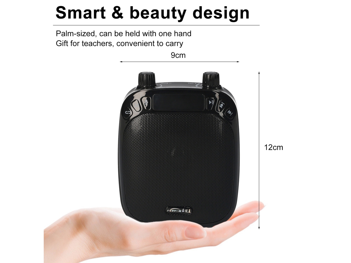 Amplificador de Voz Recargável com Microfone com Cabo, compatível com TF, USB, Aux e BT, para Ensino e Visitas | S/MARCA