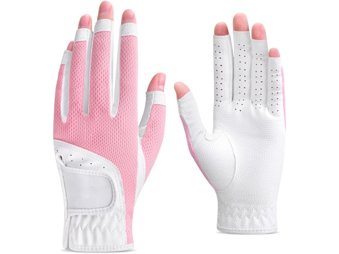 Luvas de Golfe Femininas com Dedos Abertos, Ajustáveis, em Malha Respirável, com Proteção Solar, Acessórios Pa