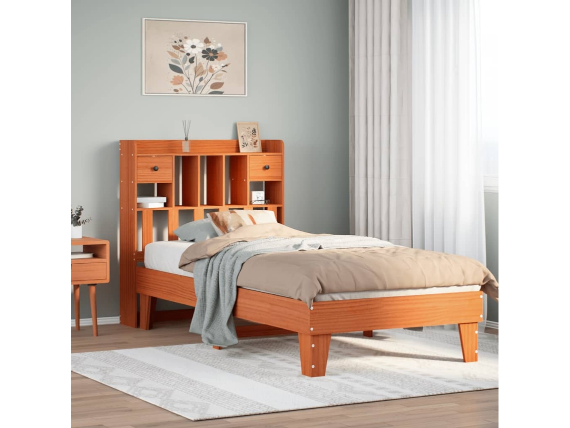 Cama Sem Colchão 90x200 Cm Pinho Maciço Castanho-mel