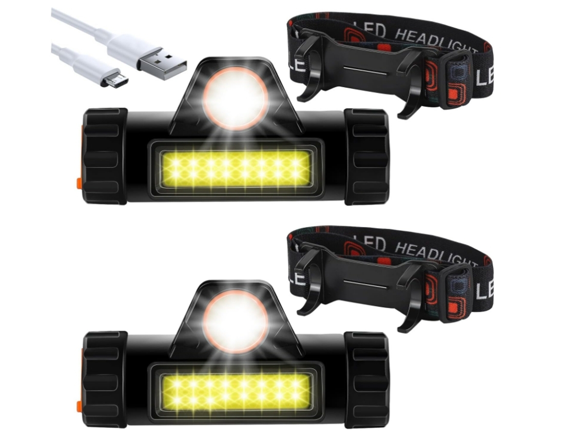 Tocha De Cabeça Recarregável Tocha De Cabeça Led Farol À Prova Dágua Para Camping/pesca/caminhada/leitura/caminhada De Cachorro Preto Yunzii