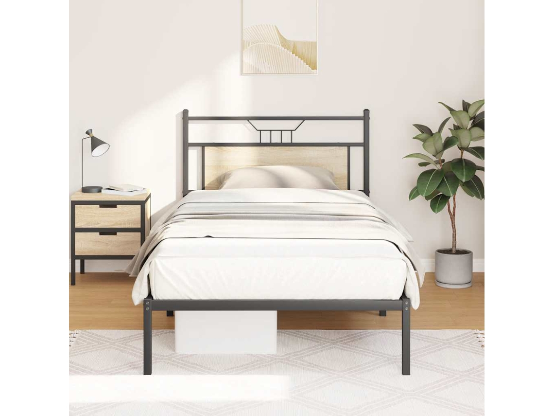 Vidaxl Estrutura de Cama Sem Colchão 107x203 Cm Carvalho Sonoma