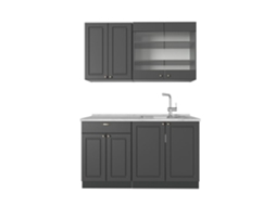 Cozinha Fame Line, 140cm, Pt Mármore, Antracite Dourado Rústico, Antracite, Vicco