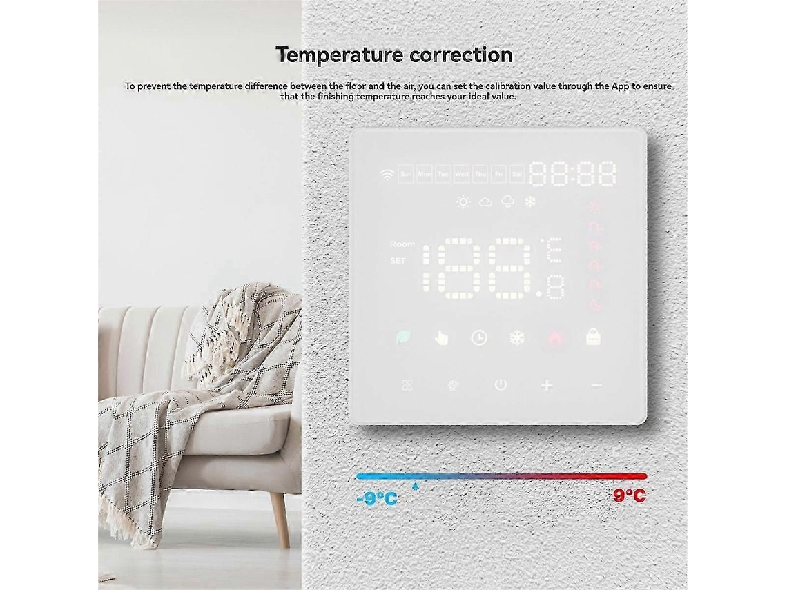 Termostato Inteligente Tuya Wifi Para Aquecimento De Piso Radiante Com Controlador De Temperatura E Alerta Remoto Por Aplicativo.