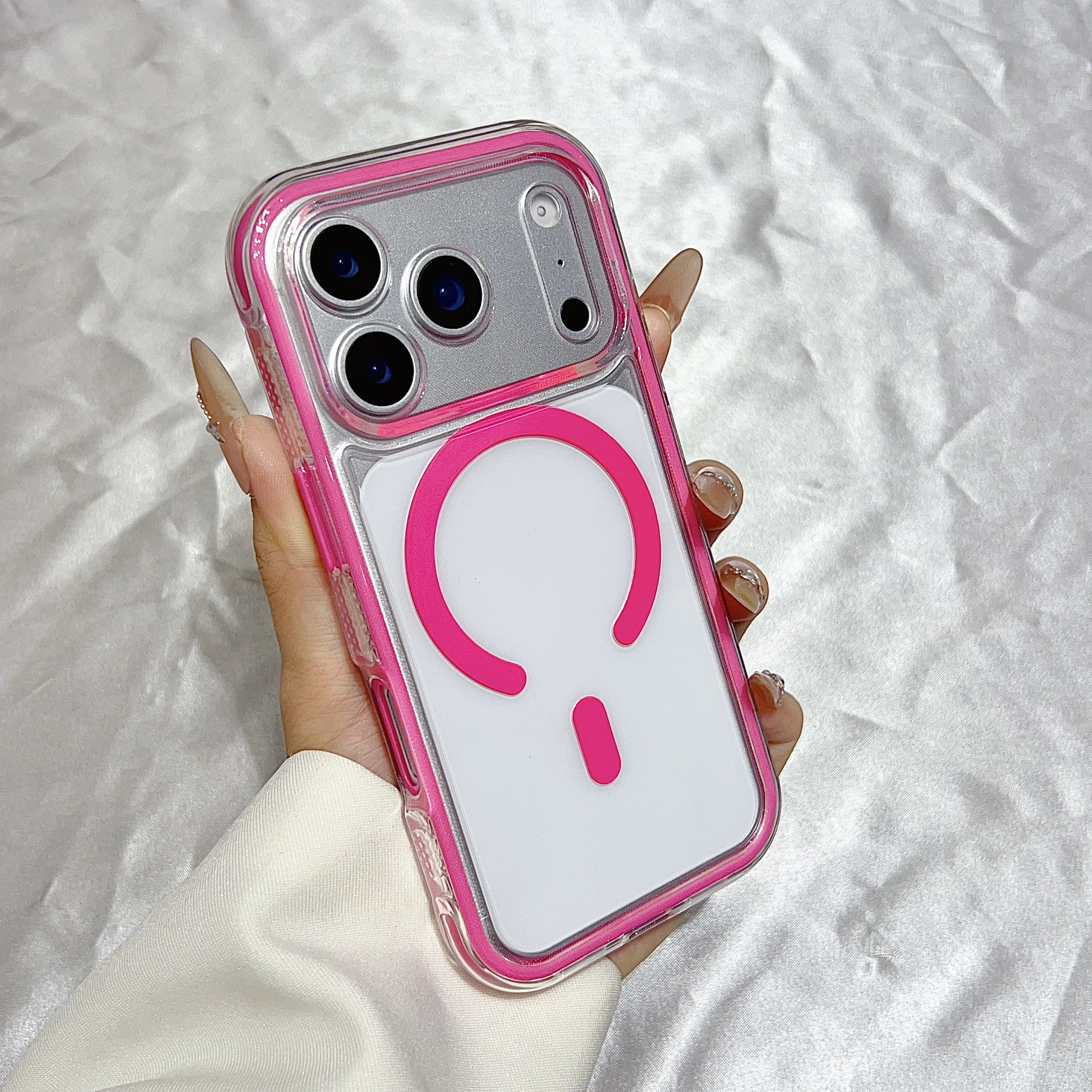 Capa Protetora Transparente De Silicone Macio Na Cor Rosa-avermelhada Para Iphone 11