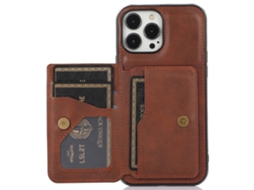Suporte Casa Quedas Café Para Iphone 15 Pro Max Pele Sintética Com Porta-cartões Castanho