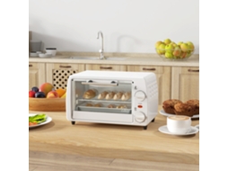 Mini Forno Elétrico 10 Litros 750w com Temperatura Até 230 °c Temporizador 60 Minutos Bandeja e Grade 36.5x26x22 Cm Branco