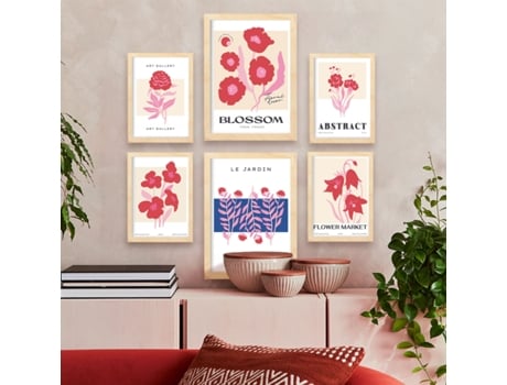 Conjunto De NACNIC De 6 Pôsteres Florais Florescendo Natureza E Folhas Botânicas Para Design E Decoração De Interiores Tamanhos A3 E A4 Marca Negra