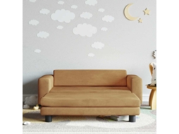 Vidaxl Sofá Infantil Com Apoio De Pés 100x50x30 Cm Veludo Castanho