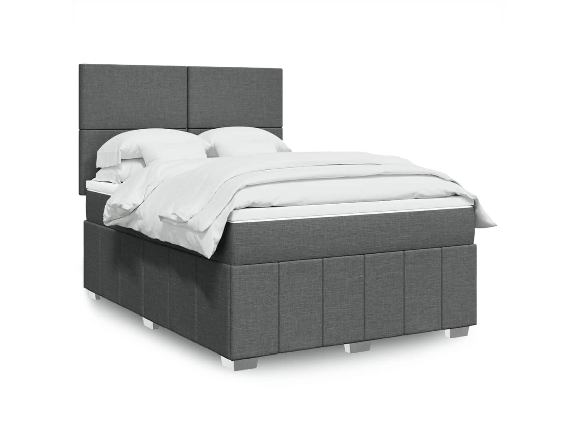 Vidaxl Cama com Molas/colchão 140x200 Cm Tecido Cinzento escuro