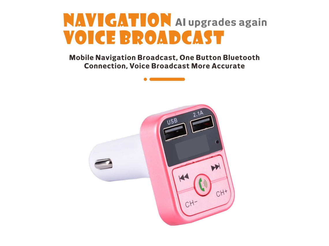 Transmissor Fm Bluetooth V5.0 Para Automóveis/camiões, Alta-voz 12/24v, Leitor De Música Edr, Adaptador, Duas Portas Usb.2