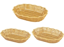 Conjunto De 3 Cestos Espaçosos E Multifuncionais Em Rattan Sintético, Em Formato Oval, Ideais Para Lanches