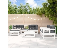 Conjunto Lounge Jardim Pinho Maciço Branco 7 Pcs Dkd Home Decor