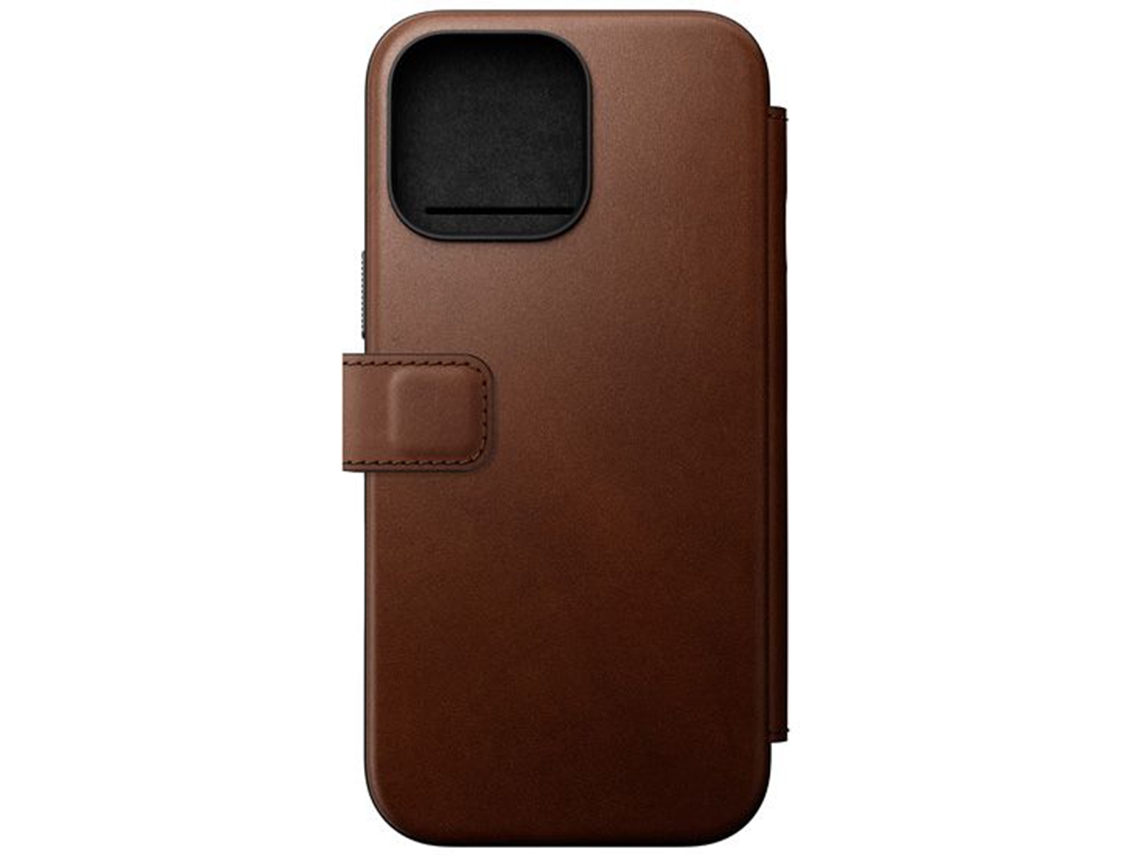 Capa Fólio Magsafe para iPhone 16 Pro Max NOMAD Anti-Riscos com Porta-Cartões Castanho