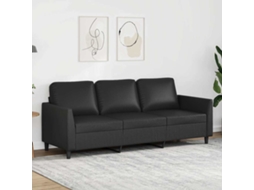 Vidaxl Sofá De 3 Lugares 180 Cm Couro Artificial Preto