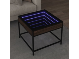 Vidaxl Mesa De Centro Luzes Led Infinity 50x50x41 Cm Carvalho Castanho