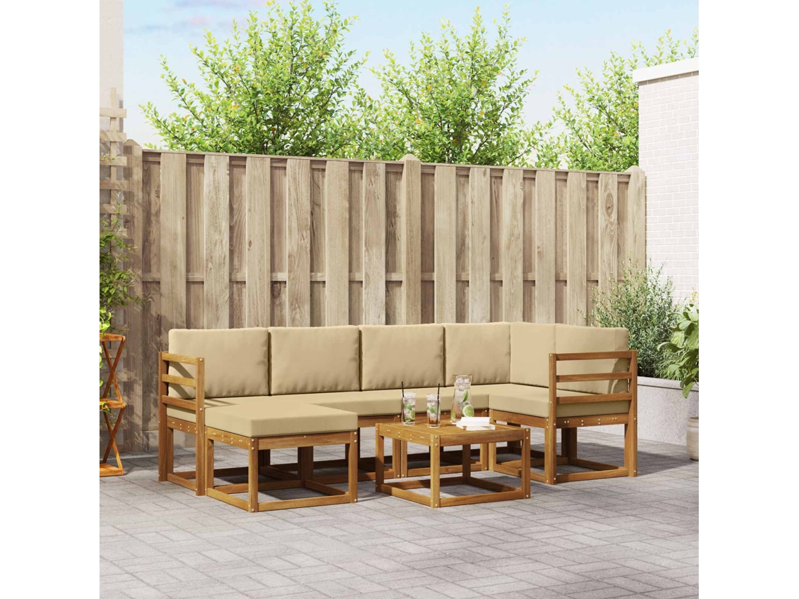 Vidaxl Conjunto De Sofás Para Exterior 7 Unid. Natural E Bege