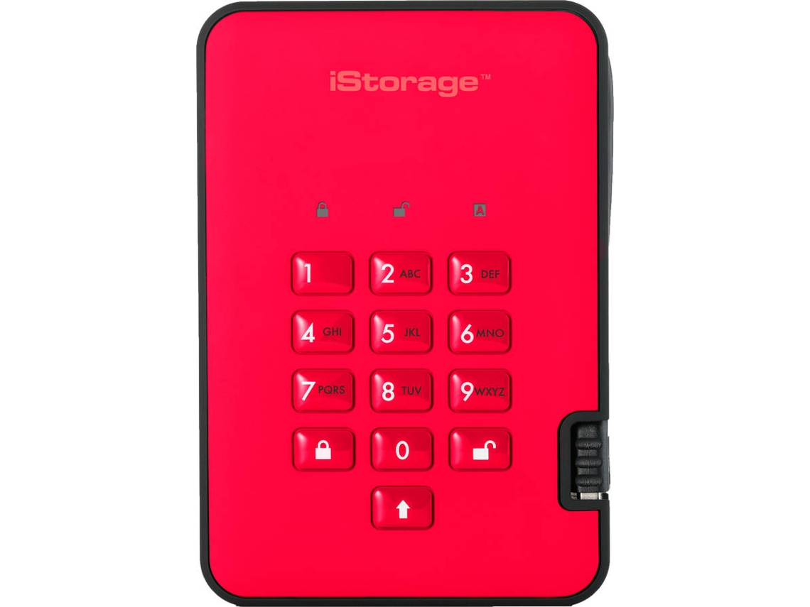 Disco HDD externo ISTORAGE diskAshur 2 Vermelho 1 TB (Vermelho - 1 TB - USB 3.1)