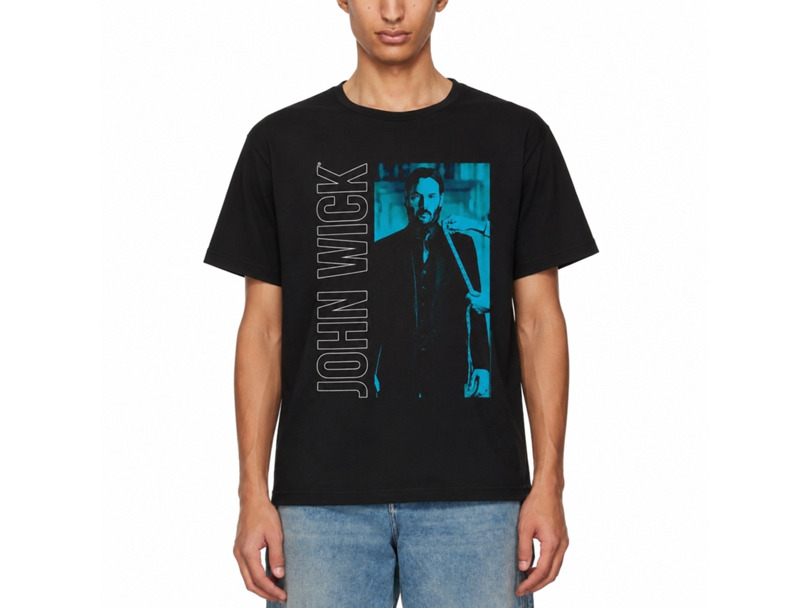 Rockinstone John Wick Vertical Text Rectangle 2 Black Adult T-shirt Size:s