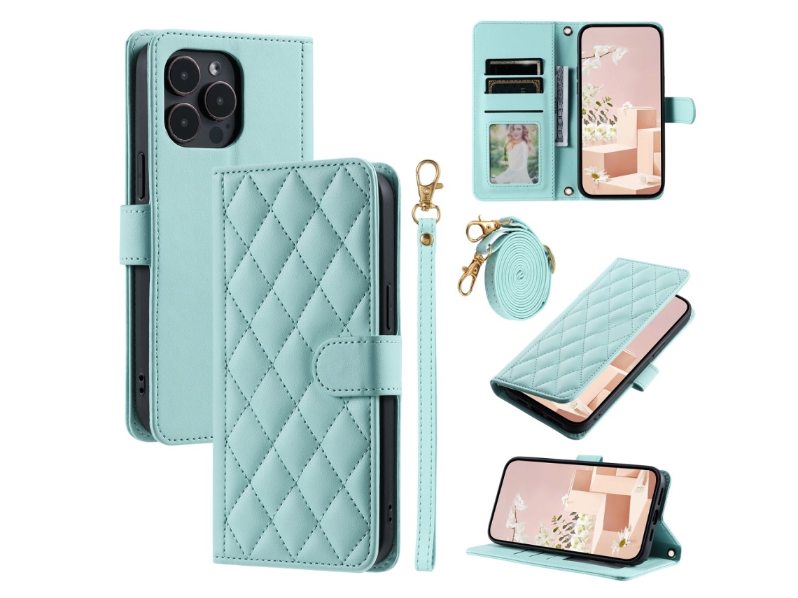 Capa Pega Para Iphone 15 Pro Max Pele Sintética Verde