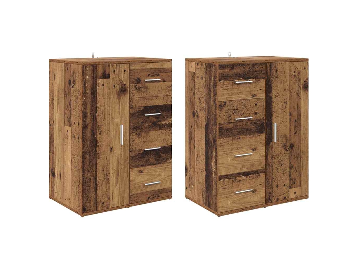 Conjunto 2 Estante De Armazenamento Vidaxl Castanho Derivados De Madeira (59 X 39 X 80 Cm)
