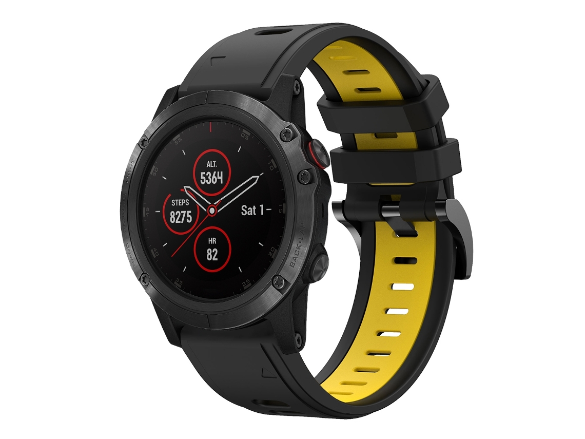 Bracelete de Smartwatch para Garmin Fenix 5 Plus 22mm de silicone esportivo de duas cores (preto + amarelo)