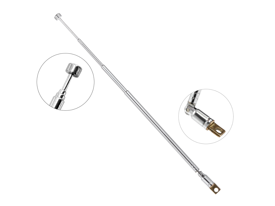 Antena Fm Telescópica de 4 Seções, Rotativa 360°, Cobre com Cromagem | S/MARCA