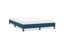 Vidaxl Estrutura De Cama Sem Colchão 140x210 Cm Veludo Azul-escuro