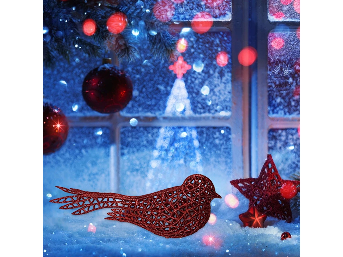 Enfeite De Pássaro De Natal (tamanho 16cm + Processo De Glitter) Eoocoo