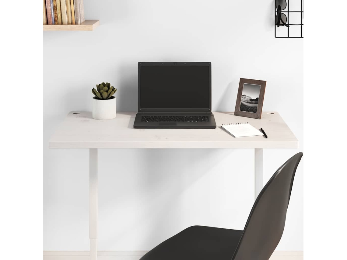 Vidaxl Tampo De Secretária 80x40x2,5 Cm Pinho Maciço Branco