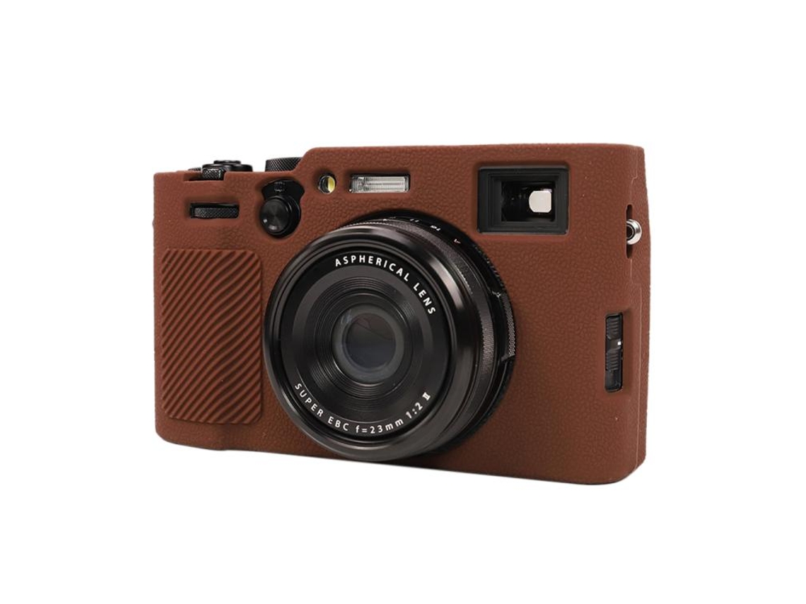 Capa Protetora de Silicone Macio com Textura de Lichia para Fujifilm X100vi Café XIAOMOYU