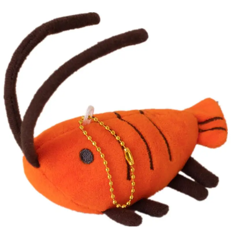 Camarão de Pelúcia Fofo, Pingente de Camarão Laranja, Decoração para Bolsa MDUG (20cm)