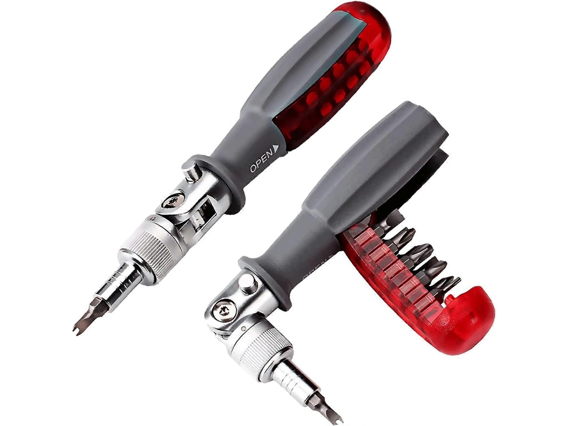 Destornillador de Trinquete Magnético 10 em 1, Mini de Bolso, Aço 45 C6, Manopla Suave, Vermelho, para Espaços Reduzidos S/MARCA