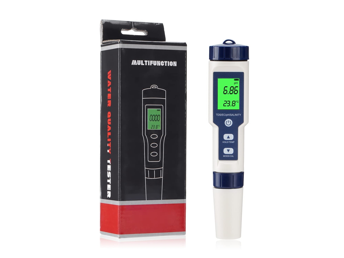 Testador Qualidade Água CHRUI 4 em 1 Ph Tds Ec Temp 0-9990ppm para Casa azul | CHRUI