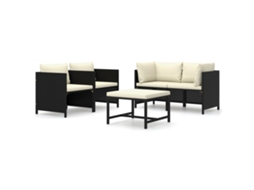 Maison Exclusive - 5 Pcs Conjunto Lounge De Jardim C/ Almofadões Vime Pe Preto