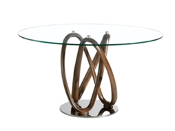 Mesa de Refeição ANGEL CERDÁ. 1021 (Castanho - Madeira, Vidro - Ø130 x 75 cm)