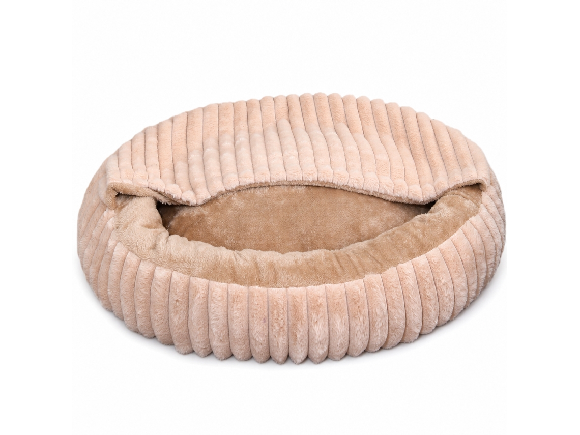 Cama De Pelúcia Com Cobertura Integrada Para E Bicho De Estimação, Caqui