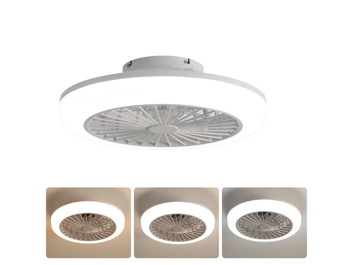 Ventilador De Teto Plano 18 Polegadas Com Luz Led E Comando, Design Moderno Sem Pás Para Quarto E Cozinha