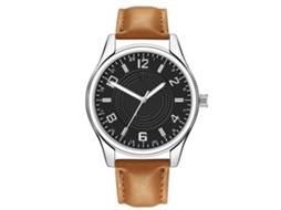 Reloj De Pulsera De Aleación Con Dial Redondo Analógico De Cuarzo Para Hombres (café Claro Con Dial Negro)