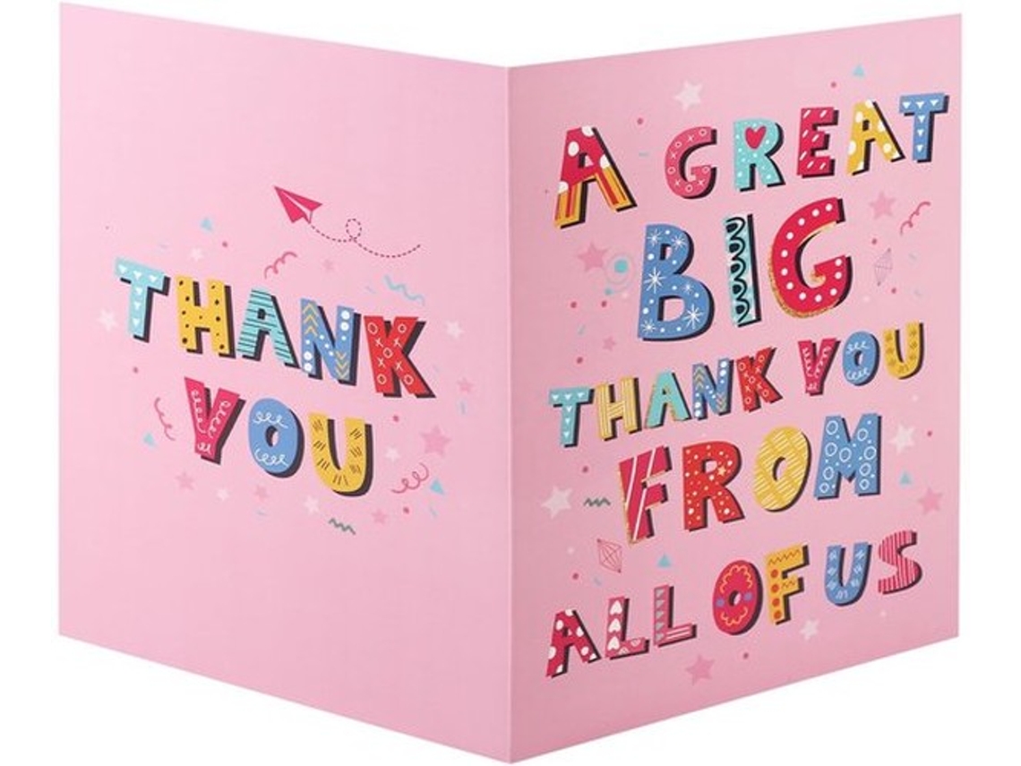 Carta De Agradecimento Grande 40x27 Cm - Carta De Agradecimento Extra Grande - Carta De Agradecimento Com Envelope - Rosa - Cartão - Perfeito Para Agr