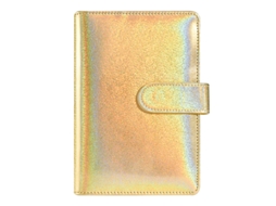 A6 Iridescent Macaron Pu Leather Cash Budget Planner Loose Leaf Notebook, Gold Cover Only