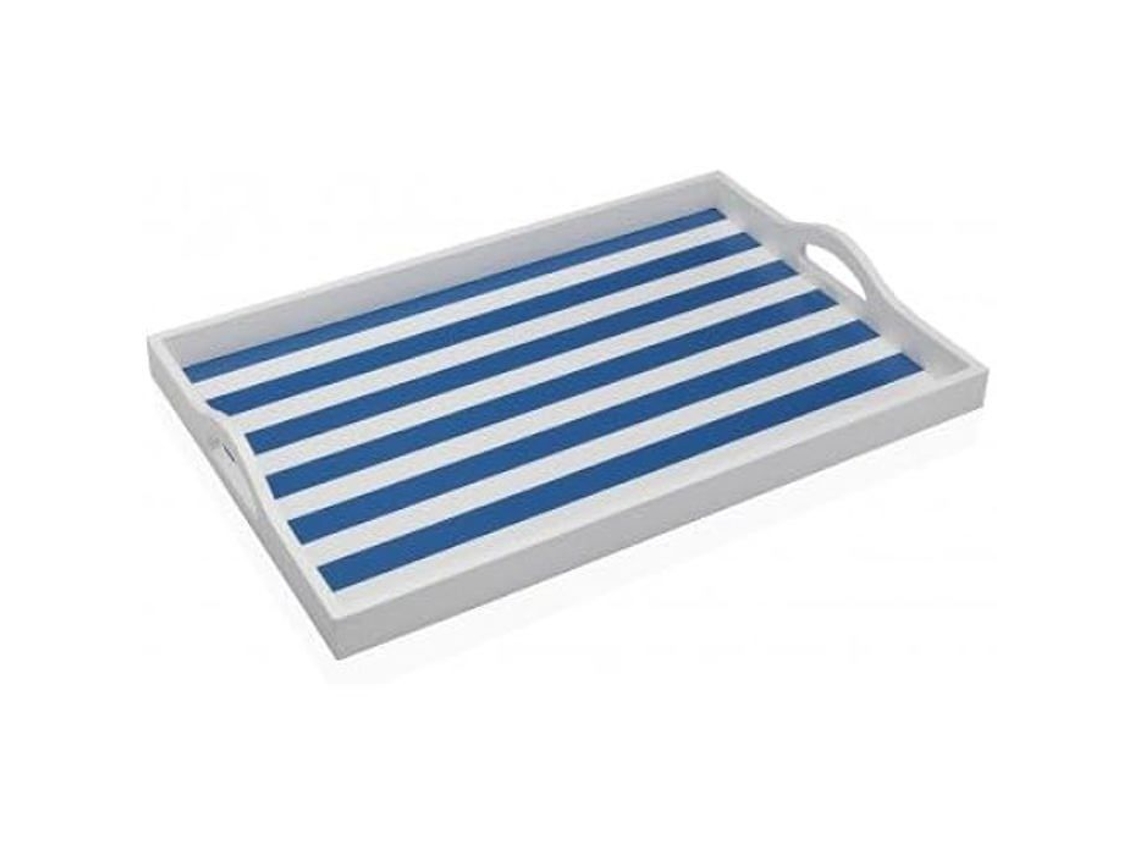 Bandeja Retangular Madeira Mdf Azul Versa 30 X 5 X 45 Cm Aquaforge